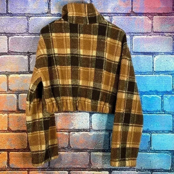 Zaful Women’s Cropped Jacket Quarter Zip Brown Tan US 8 Large - Picture 7 of 8